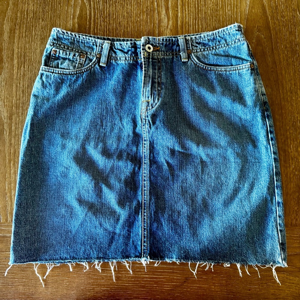 Lucky Brand raw hem denim mini skirt 8